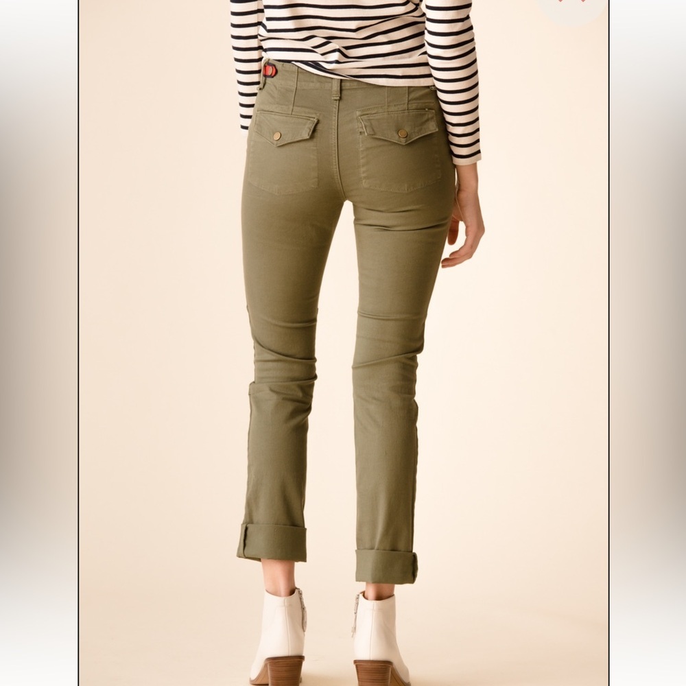 Veronica Beard Adrina Skinny Utility Ankle Jeans w/ Waist Tabs Olive Green 25 - Picture 2 of 13